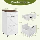 3 Drawer File Cabinet With Wheels, Vertical Rolling Storage For Letter / A4, Printer Stand & Mobile Organizer For Home Office - White
