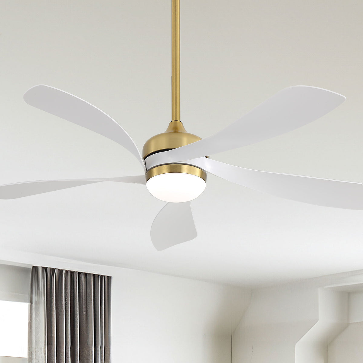 52" Indoor Ceiling Fan With 3 Color Dimmable LED Light Blades, Reversible DC Motor, Remote Control