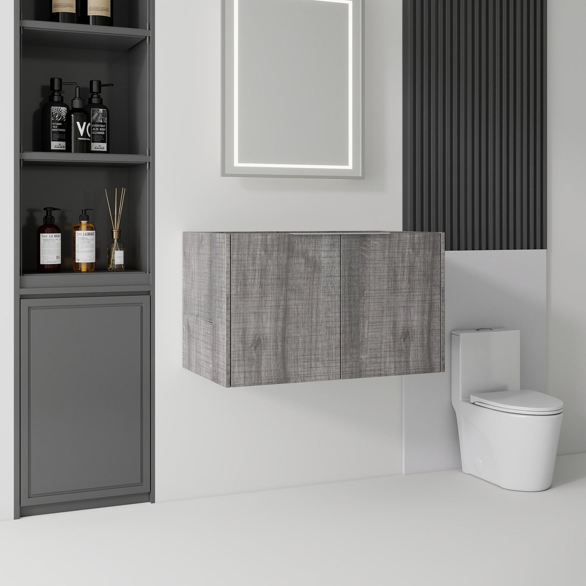 Floating Bathroom Vanity Cabinet With Soft Close Double Doors, Spacious Interior Storage, Wall Mounted, Cabinet Only