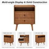 Nightstand With Charging Station, 2 Drawer Bedside Table With Shelf And USB / AC Ports