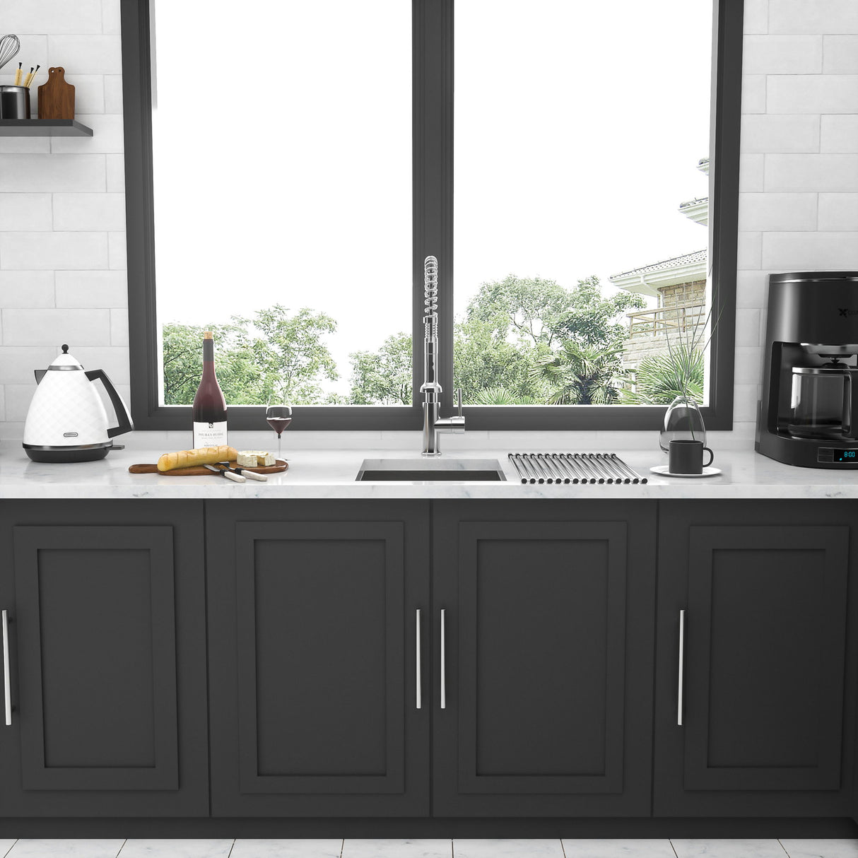 13" Undermount Stainless Steel Kitchen Sink 16 Gauge 9" Deep Single Bowl Basin - Brushed Nickel