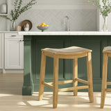 Iyani - Coastal Modern Wood Counter Height Kitchen Bar Stool