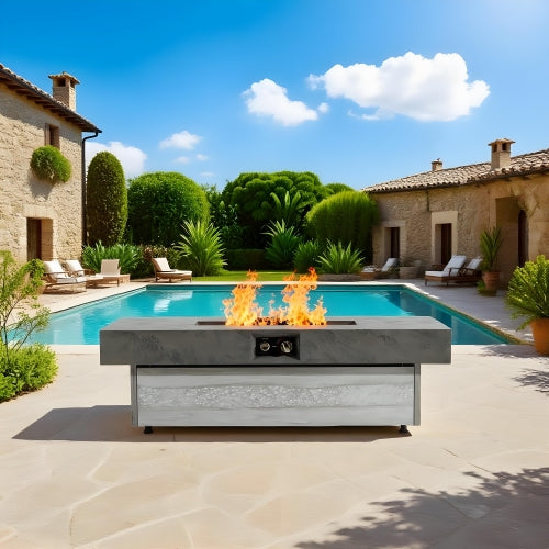 48 x 24 Inch Rectangle Fire Pit Table, 50000 BTU Propane Fire Pits Table for Patio Set