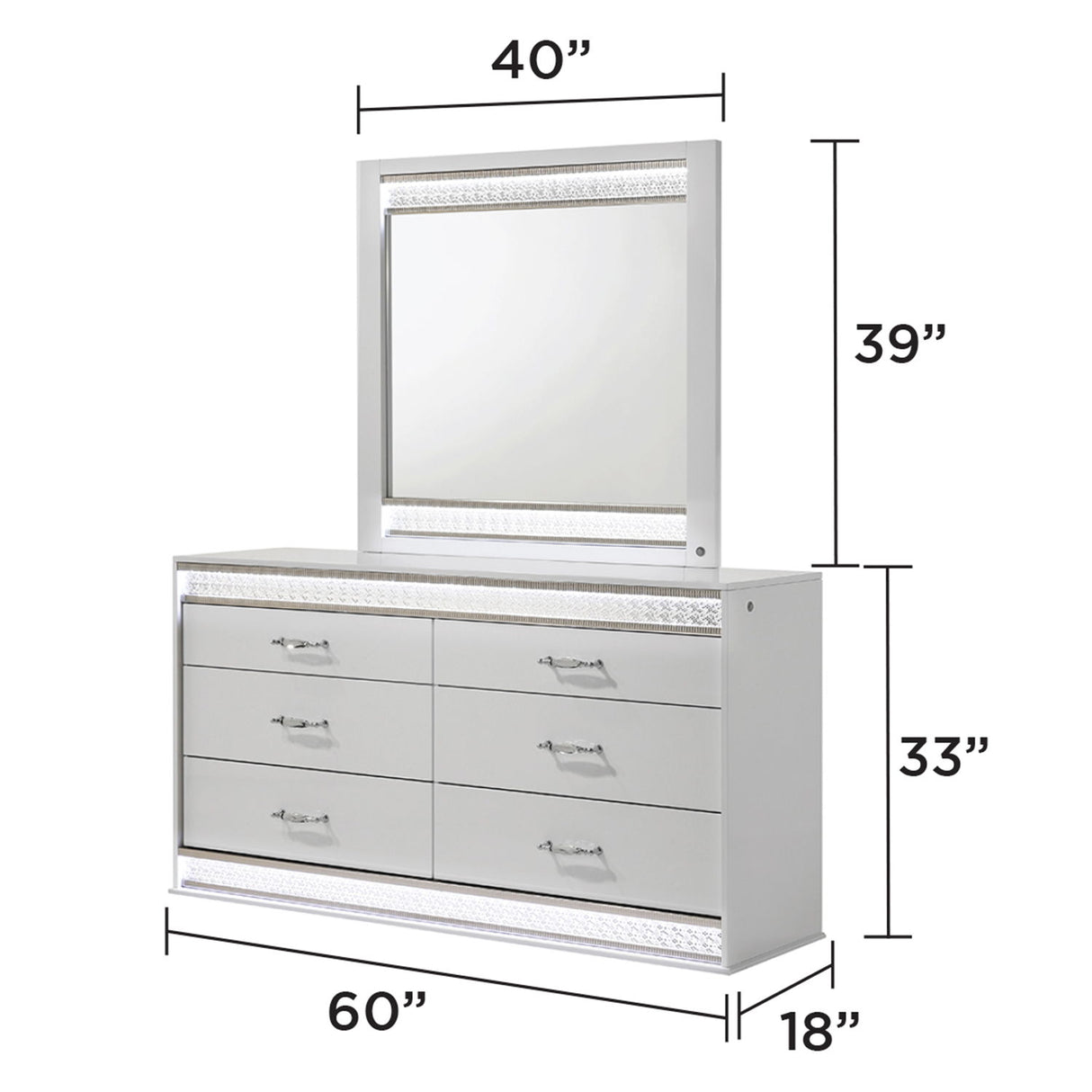 Glam - Bedroom Set With LED Headboard