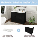 Bathroom Vanity Set, Fluted Cabinet, Soft Close Doors, Single Faucet Hole, Sink Included - Black