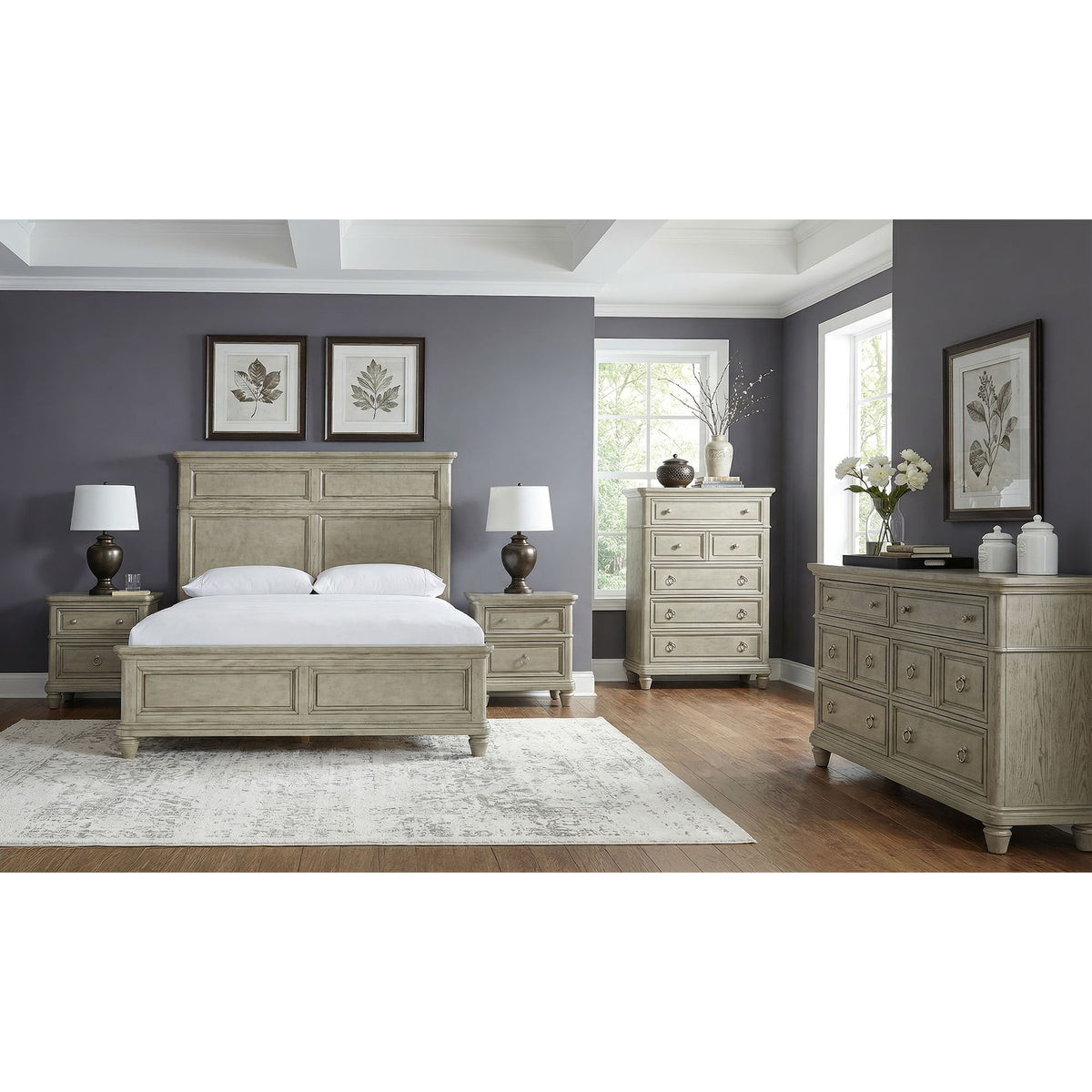 Whit-Ash - Panel Bedroom Set With Door Chest