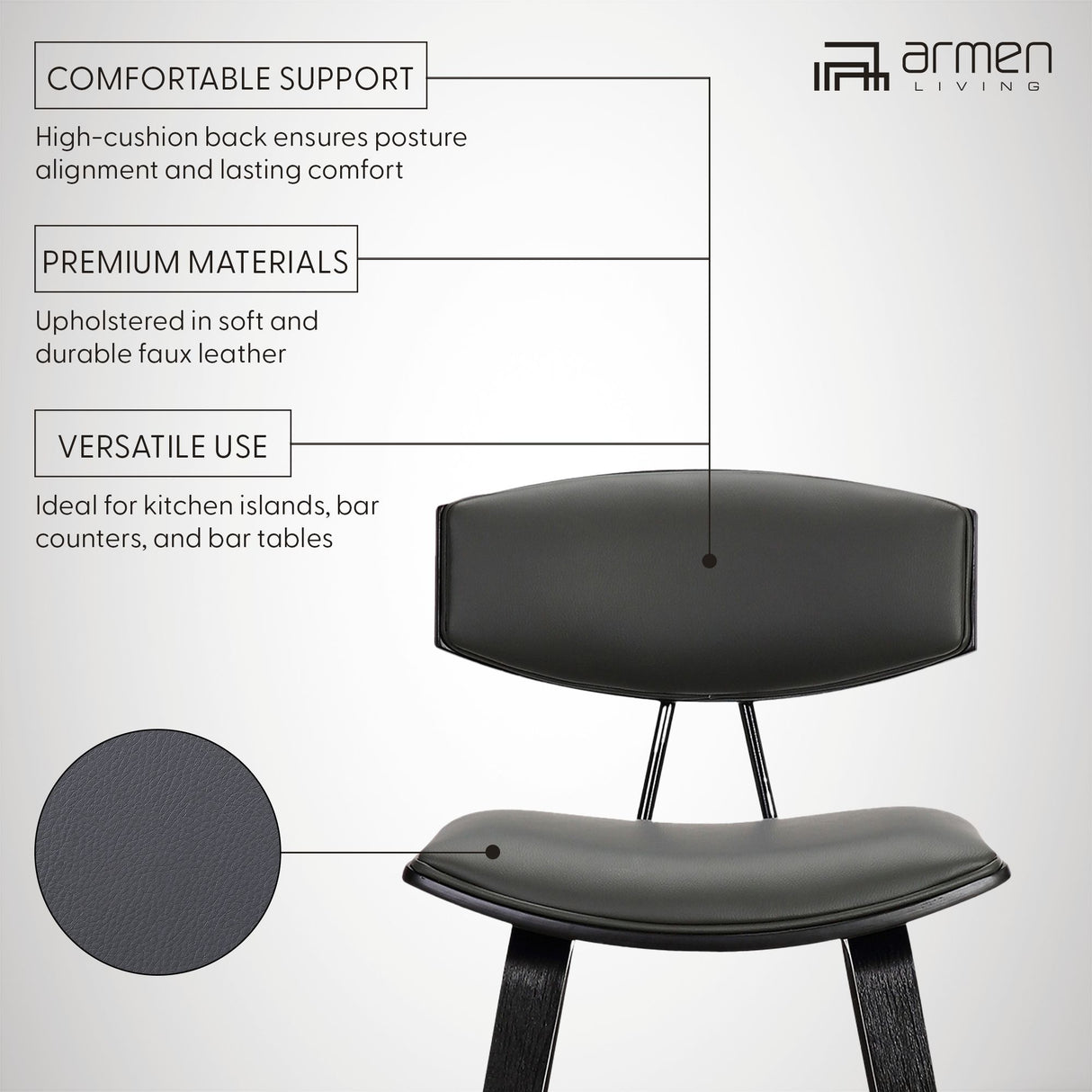 Fox - Mid-Century Modern Bar Stool