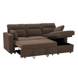 Convertible L - Shaped Sectional Sofa Bed With Storage Chaise, Cup Holders