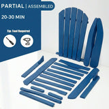 Folding Adirondack Lounge Chair With Embossed Grain For Patio, Backyard, Deck Or Pool Side - Navy Blue