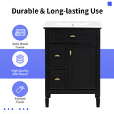 Bathroom Vanity With Sink, Flip Drawer, 2 Drawers, Adjustable Shelf