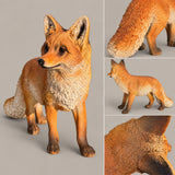 Realistic Red Fox Garden Statue, Wildlife Sculpture For Outdoor Decor - Brown