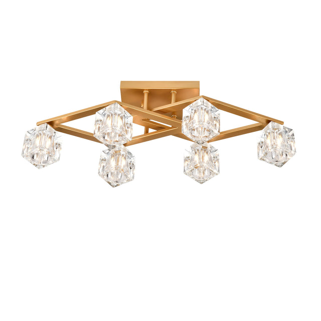 6 Light Crystal Ceiling Light For Dining Room, Modern Ceiling Lamp With Light Fixture For Entryway, Lobby, Kitchen, Bedroom, Living Room, Conference Room, (6*G9 Bulbs Included) - Ceiling Lamps - Alpine Outlets