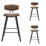 Fox - Counter Height Curved Back Wood Bar Stool With Faux Leather Seat