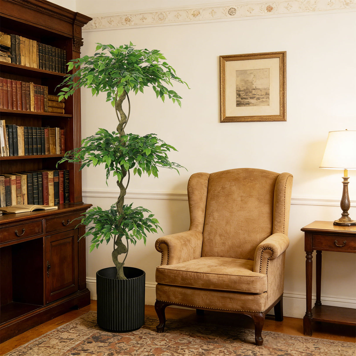 Artificial Ficus Tree With Pot For Home Decor Indoor Plant - Green