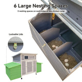 Chicken Coop, Large Outdoor Hen House With Run And Nesting Box Poultry Cage, Rabbit Hutch - Gray