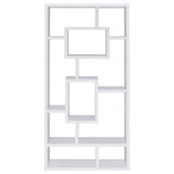 Geometric 10 Shelf Open Back Bookcase With Interlocking Shelves - White
