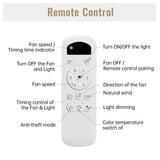 Flush Mount Ceiling Fan With Light And Remote Control, 3 Blades, Reversible DC Motor - Black