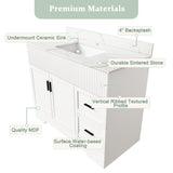 Bathroom Vanity Set, Fluted Cabinet, Soft Close Doors & Drawers - White