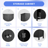 Bathroom Storage Cabinet With 2 Doors And Drawers, Adjustable Shelf