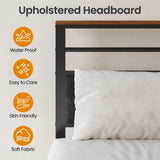 Platform Bed Frame With Charging Station & Headboard Shelves