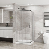 Corner Sliding Shower Door & Base Combo Kit With Magnetic (No Drain Kit)