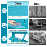 Lounge Patio Chair For Garden Outdoor Folding Embossed Adirondack - Turquoise Blue