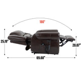 Power Lift Recliner Chair Heat Massage Dual Motor Infinite Position With USB Ports - Antique Brown