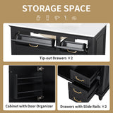 Modern Bathroom Vanity With Sink Top, Flip Drawers, Adjustable Shelf