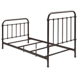 Twin Panel Bed With Ornate Design - Bronze