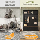 Hall Tree With Storage Bench Mudroom Coat Rack With 6 Hooks