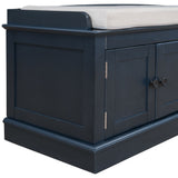 Storage Bench With 4 Doors And Adjustable Shelves, Shoe Bench With Removable Cushion For Living Room, Entryway