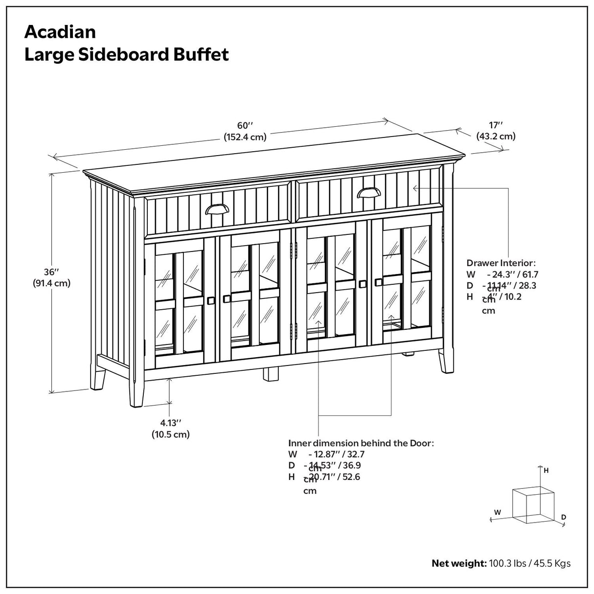 Acadian - Large Sideboard Buffet - Brown
