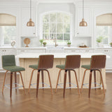 Vienna - Modern Counter Height Swivel Bar Stool - Walnut Finished Wood Frame