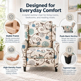 Wingback Recliner Chair With Padded Arms - Beige