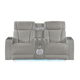 Electra - Power Reclining Loveseat With Power Headrests, Console, Speakers, Massage, LED Lighting And USB Control