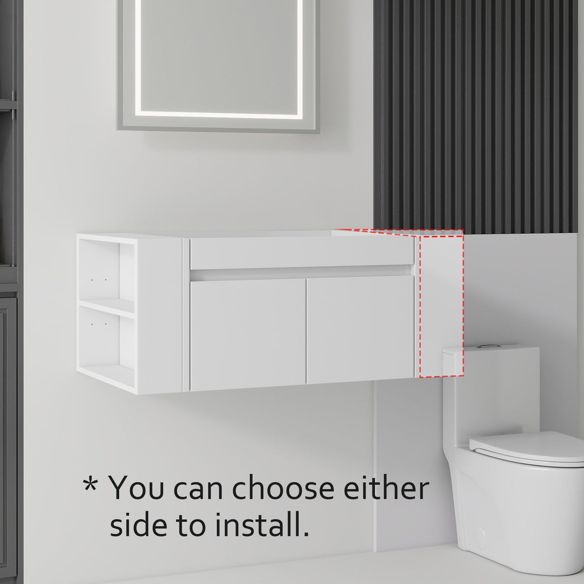 36" Floating Bathroom Vanity Cabinet, With Soft Close Double Doors, Wall Mounted, Cabinet Only - White
