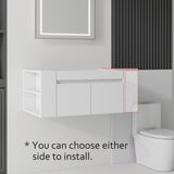 36" Floating Bathroom Vanity Cabinet, With Soft Close Double Doors, Wall Mounted, Cabinet Only - White