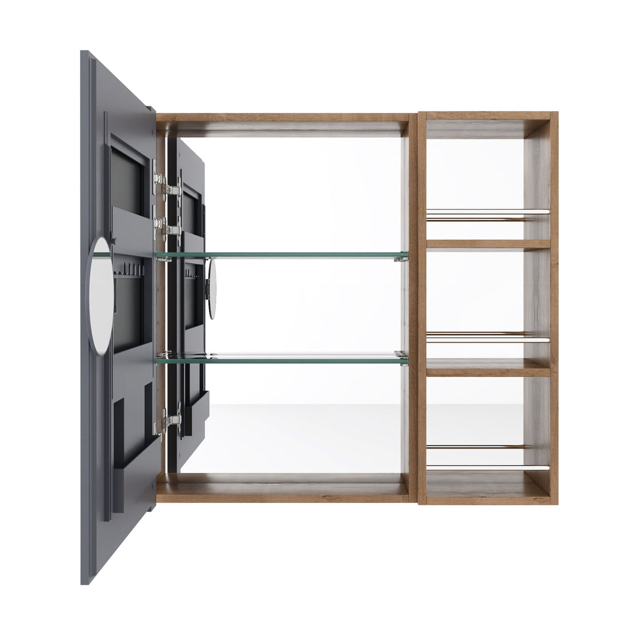 29.63" Wall Mounted Bathroom Cabinet With Adjustable Shelves - Imitative Oak