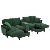 Modern U - Shaped Sectional Sofa With Storage Ottomans, USB Ports, And Cup Holders