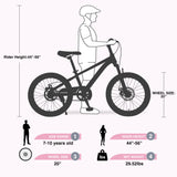 Zukka - 20" Mountain Bike With Adjustable Saddle And Suspension Fork