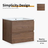 Wall Mounted Bathroom Vanity & Sink, 2 Soft Close Drawers