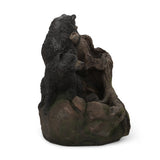 22.0" High DATONA FOUNTAIN Outdoor Weather Resistant Floor Fountain with Light, Light Brown + Black
