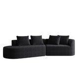 Upholstered Oversized Sectional Sofa, 4 Seater Extra Deep & Wide Seat Curved Cloud Couch With 4 Throw Pillows, Free Combination Living Room - Black