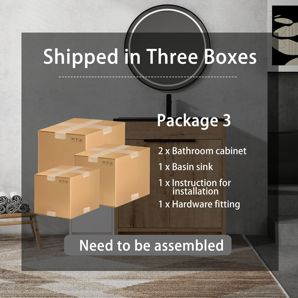 Freestanding Bathroom Vanity & Sink And Storage Cabinets, Soft Closing Doors