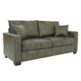 2 Seater Sofa, 2 Throw Pillows For Living Room - Olive Green