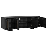 Farmhouse TV Stand, Storage Media Console With Adjustable Shelves & 3 Cable Holes