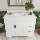 Bathroom Vanity Set, Fluted Cabinet, Soft Close Doors & Drawers, Single Faucet Hole, Sink Included - White