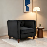Button Tufted Accent Square Arm Upholstered Chair - Black