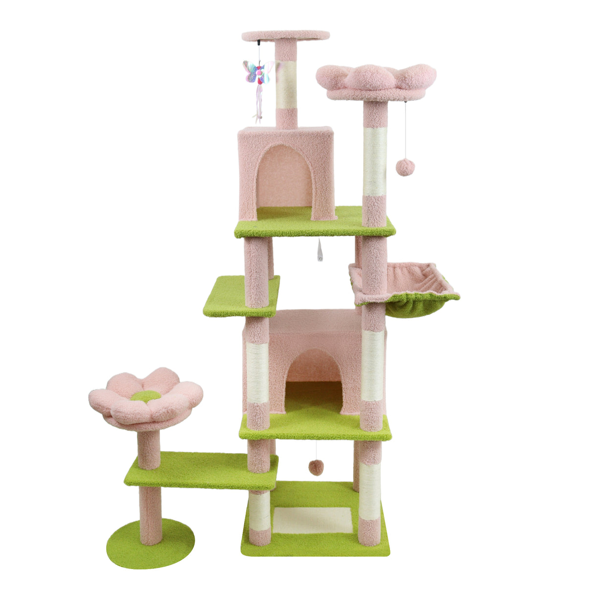Flora 71-Inch Flower Cat Tree with Large Condo and Hammock in Multiple Colors