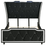 Mika - LED Upholstered Bed With Tufted Wingback Headboard And Ambient Lighting